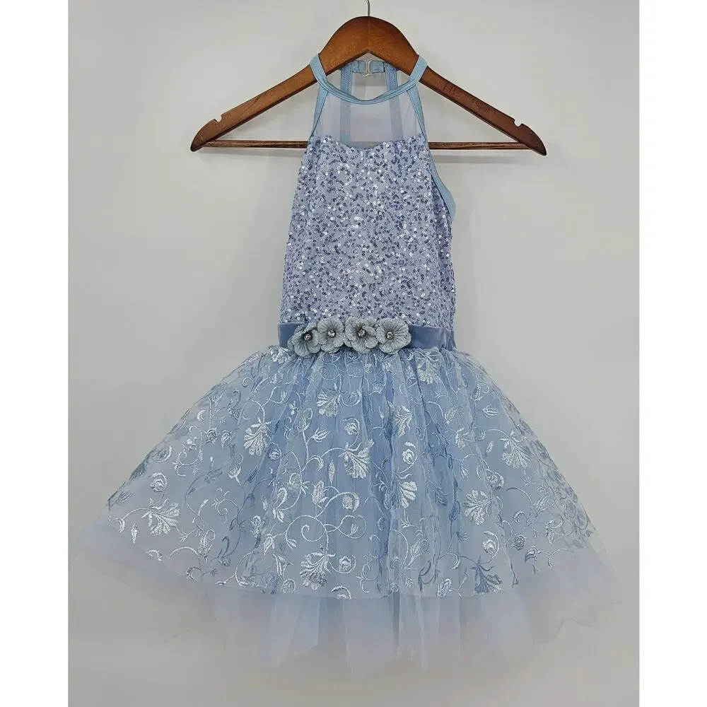 Weissman Dancewear Girls Blue Size MC 10/12 Dance Costume/Fairy Dress Up/Photos